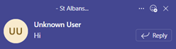 A colleague is showing as Unknown User in Microsoft Teams rather than ...