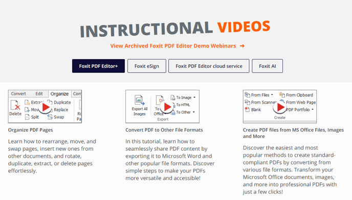 Foxit Instructional Videos